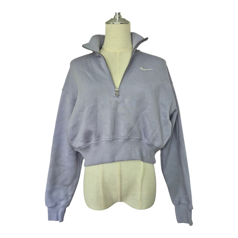 Nike Womens Cropped‎ Half Zip Phoenix Fleece Sweatshirt Size XS Lavender New